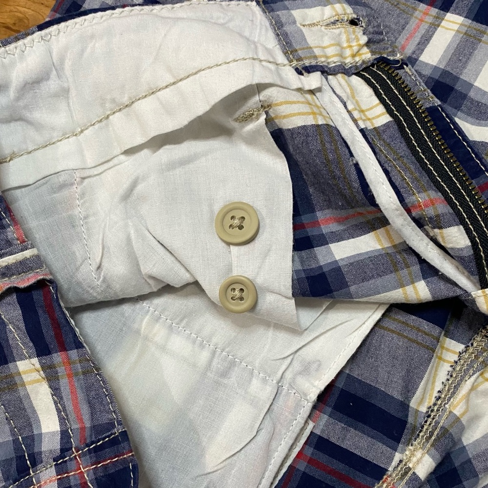 Nautica Jean Co. Blue, White, Red, & Yellow Plaid Bermuda Shorts - Picture 14 of 16